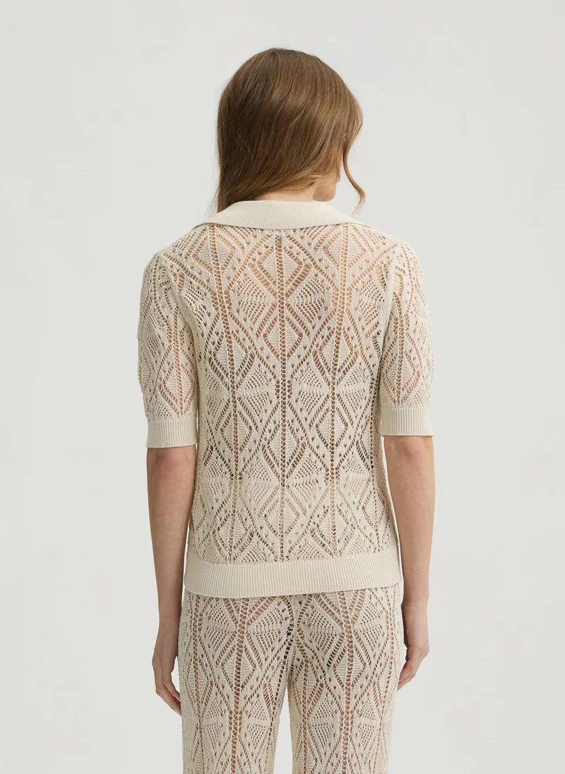 Liu Jo Cotton-blend crochet jumper
