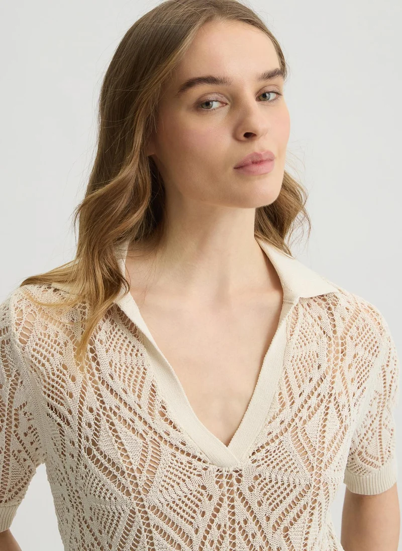 Liu Jo Cotton-blend crochet jumper