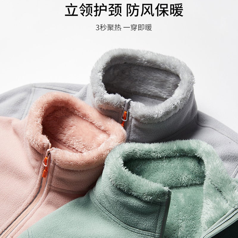Double-Sided Fleece Jacket Women'S Outdoor Two-Sided Fleece Warm Thickened Fleece Jacket Men'S Lamb Fleece Jacket - Image 3
