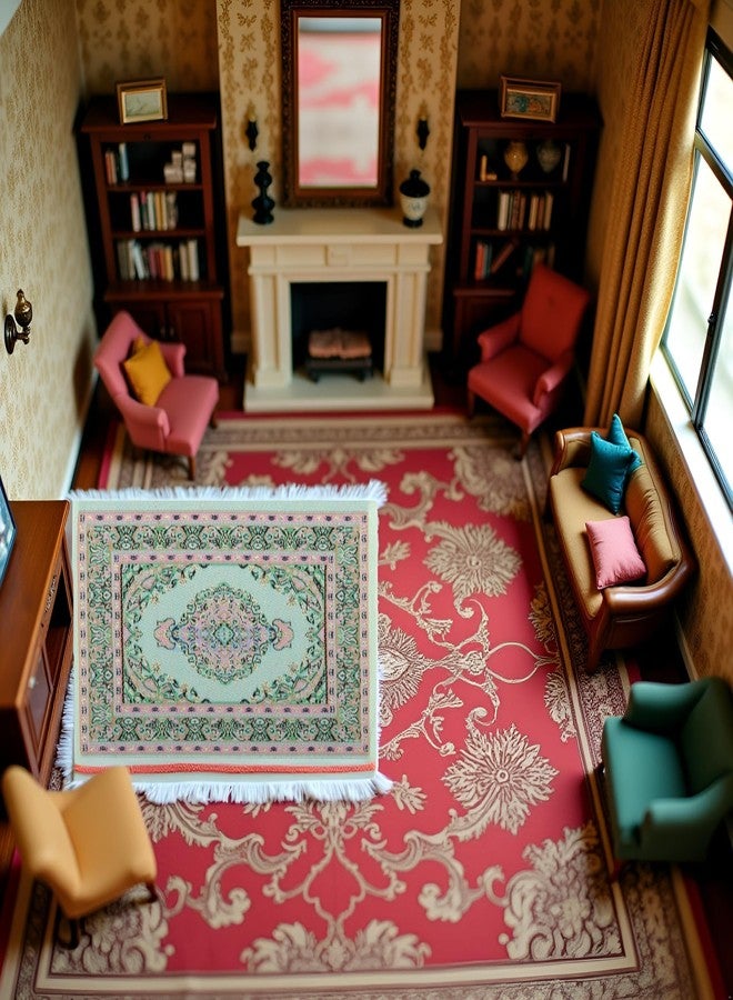 سجادة أرضية مصغرة على شكل ديك رومي لبيت الدمى بمقياس 1/12، أثاث وديكورات وإكسسوارات لبيت الدمى (أخضر) - Image 2