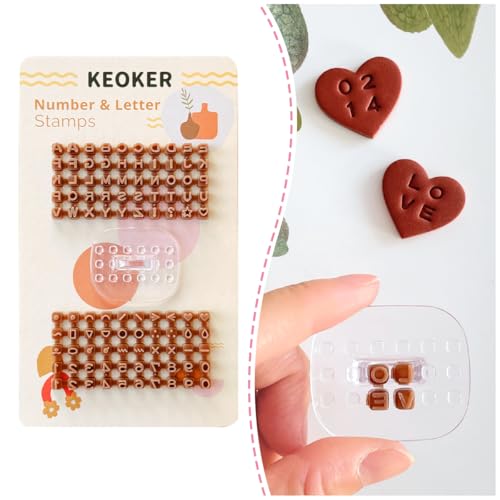 Keoker Number  Letter Stamps for Clay  Polymer Clay Stamps Great Work with Clay Cutters Polymer Clay Tools