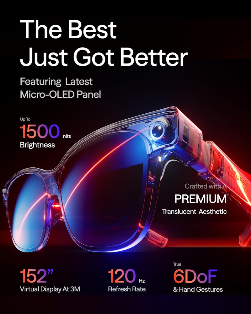 نظارات VITURE Luma Ultra XR، شاشة فائقة الدقة مقاس 152 بوصة، دعم كامل 6Dof، إيماءات يدوية للواقع المعزز، مجال رؤية 52 درجة، سطوع 1500 شمعة، متوافقة مع iPhone 17/16/15، أندرويد، ماك، كمبيوتر شخصي، Switch و Switch 2، تحويل ثنائي الأبعاد إلى ثلاثي الأبعاد في الوقت الفعلي - Image 2