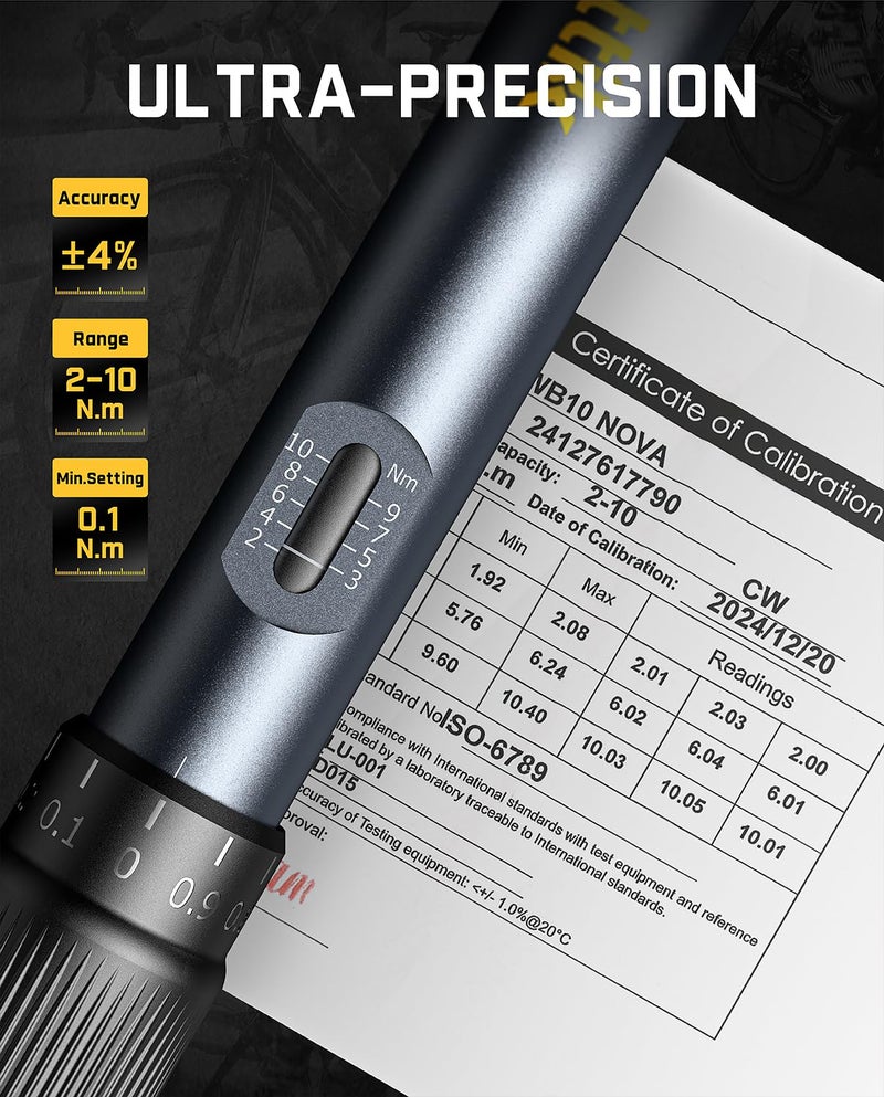 Fanttik WB10 Nova 1/4 Inch Drive Mini Bike Torque Wrench Set, 2-10 Nm/1.47-7.37ft-lb, 14 Bits Dual-Direction Click Adjustable 72-Tooth Torque Wrench Set for Bicycle - Image 3
