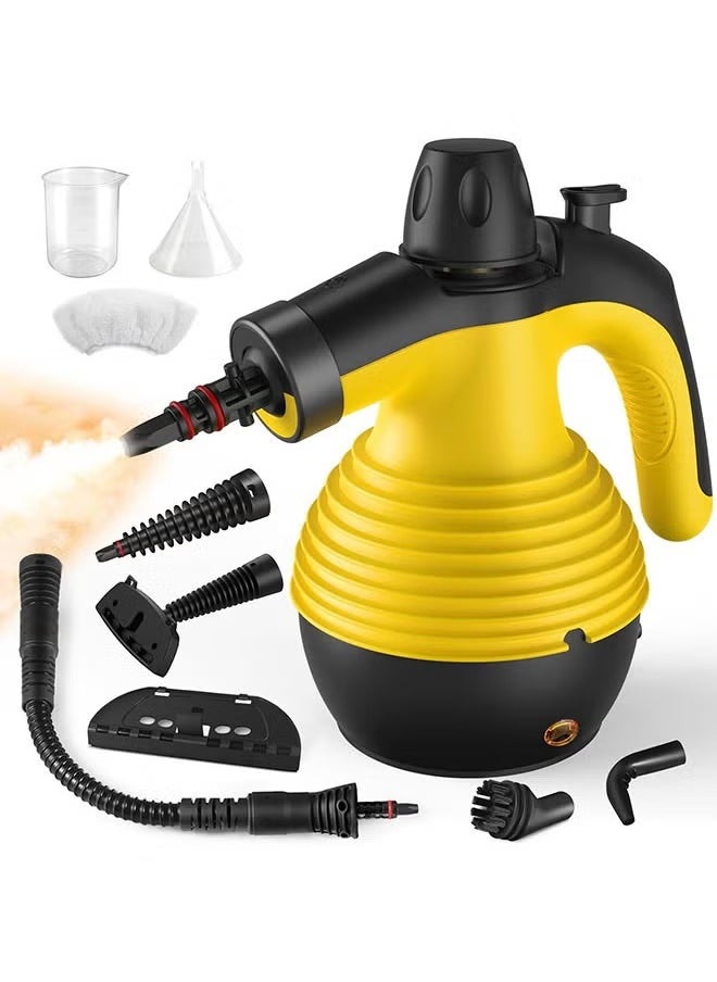 Arabest 1050W Handheld Steam Cleaner for Home Pressurized Steam Cleaner with 9 Accessories and Safety Lock, 9.8Ft Extended Power Cord，Multi-Purpose Steamer for Home Use, Floor, Car, Upholstery, Grout(Yellow/Black)  - Image 1
