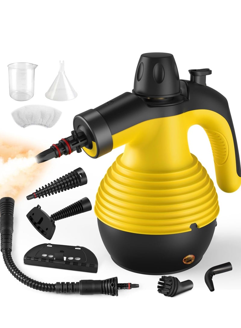 Arabest 1200W Handheld Steam Cleaner for Home,Pressurized Steam Cleaner with 9 Accessories and Safety Lock, 9.8Ft Extended Power Cord,Chemical-Free, Multi-Purpose Steamer for Home Use, Floor, Car, Upholstery, Grout(Yellow/Black) - Image 1