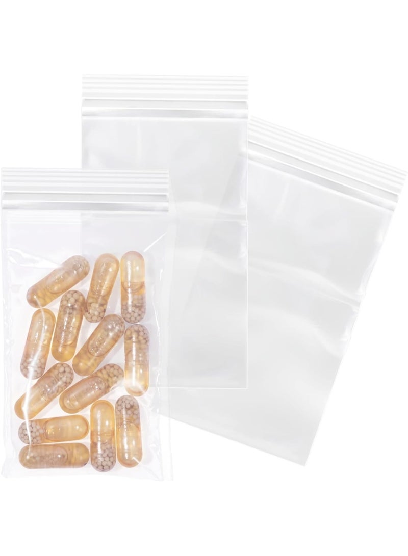 Zikra 2‚Äù x 3‚Äù Reclosable Zip Bags (200 Count), Heavy-Duty 2 Mil Clear Resealable Poly Bags for Jewelry, Coins, Beads, Pills, and Small Items - Image 1