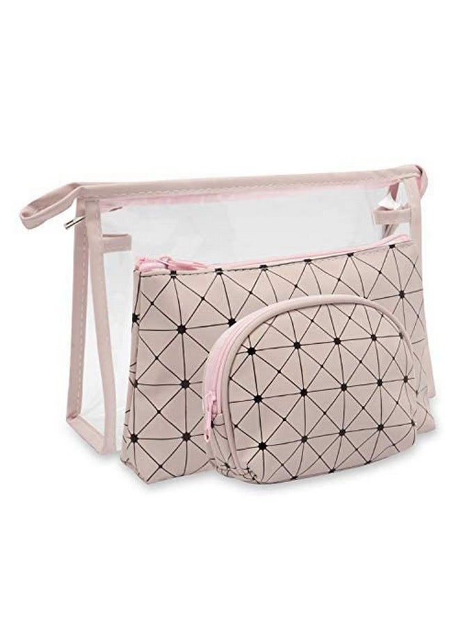NFI essentials NFI essentials Set of 3 Makeup Pouch Cosmetic Pouch Vanity Pouch Travel Organizer Toiletry Pouch for Women Zippered Pouch Set, Large, Medium, Small Makeup Bag  - Image 1