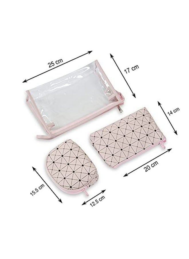 NFI essentials NFI essentials Set of 3 Makeup Pouch Cosmetic Pouch Vanity Pouch Travel Organizer Toiletry Pouch for Women Zippered Pouch Set, Large, Medium, Small Makeup Bag  - Image 3