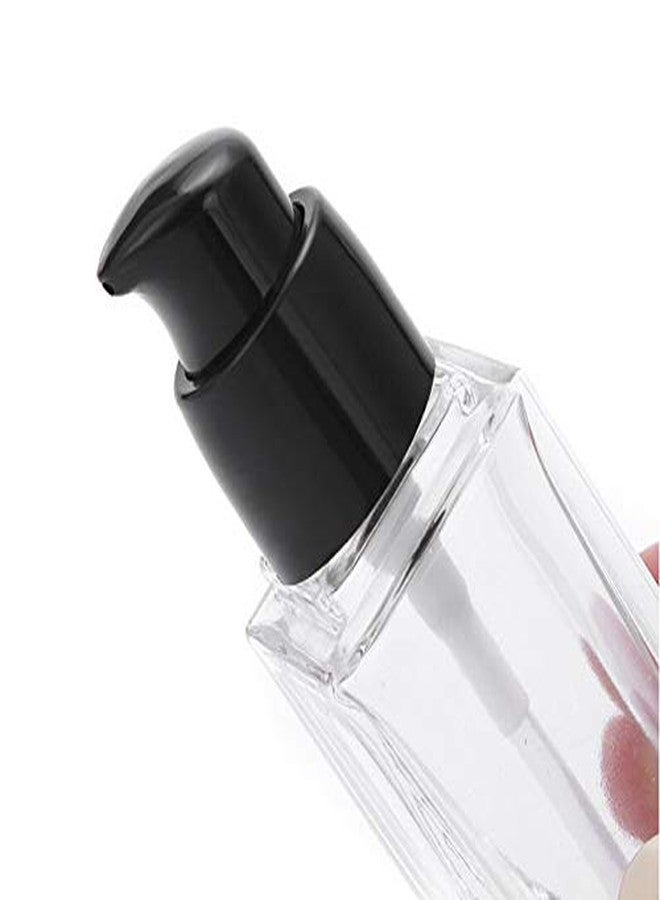 erioctry 2PCS 15ml/0.5oz Empty Refill Square Glass Cosmetic Pump Bottles Clear Lotion Containers with Black Pump Head Makup Travel Vials for Foundation Cleanser Essential Oils Liquids Cream - Image 2