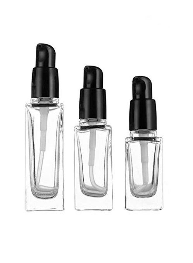 erioctry 2PCS 15ml/0.5oz Empty Refill Square Glass Cosmetic Pump Bottles Clear Lotion Containers with Black Pump Head Makup Travel Vials for Foundation Cleanser Essential Oils Liquids Cream - Image 5