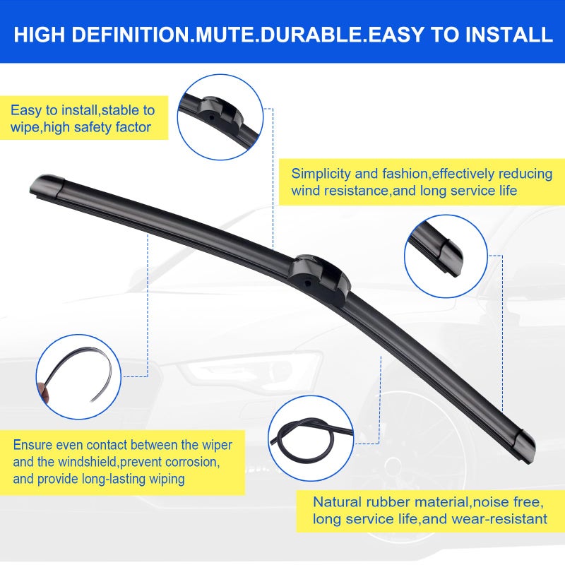 ANIKLUIM شفاطات ANIKLUIM 26"+26" مع مجموعة شفاط خلفي 14" بديل لسيارات كايين فولكس فاجن توارغ 2011-2016 جودة المصنع الأصلية (عبوة من 3) - Image 2