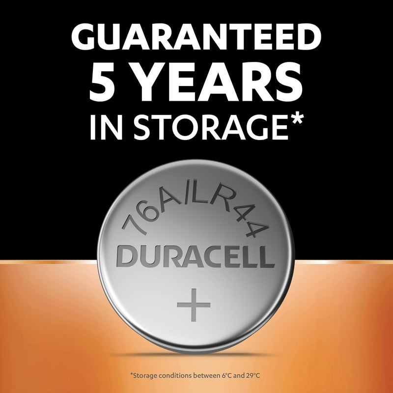 Duracell 1.5V Alkaline Coin Button Batteries - Pack of 2 (A76/LR44) - Image 4