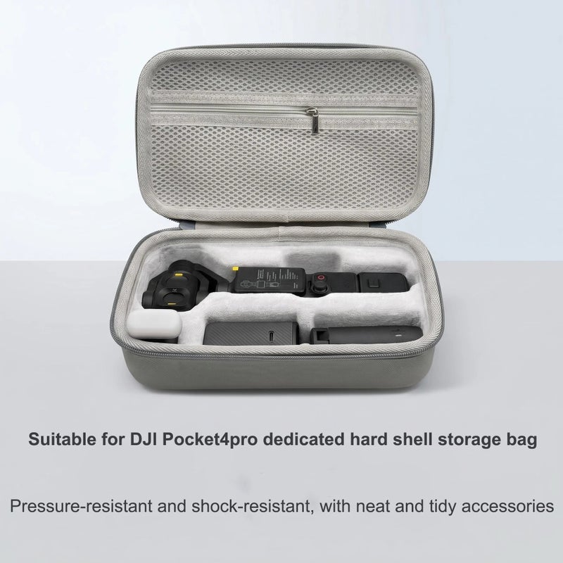 حقيبة حمل صلبة من EVA لكاميرا DJI Pocket 4 Pro، مقاومة للسقوط والصدمات، بسحاب ومنظم شبكي، حقيبة سفر وتخزين - Image 1