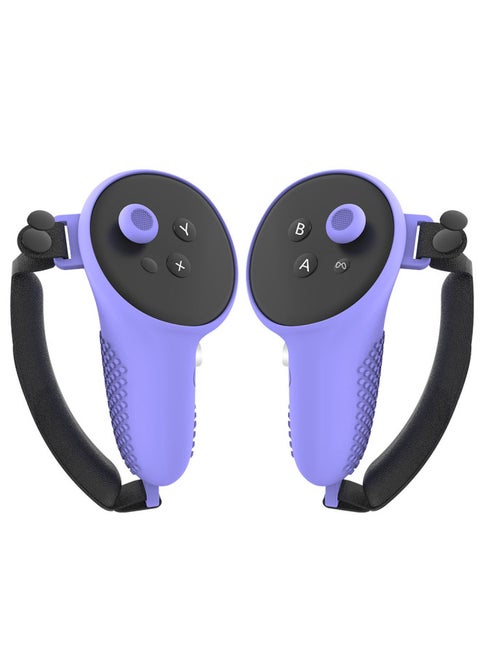 Applicable To Meta Quest3 Protective Case Quest 3 Silicone Handle Non-slip Particle Protective Case Meta Accessories-Product Color:Hexagon-purple