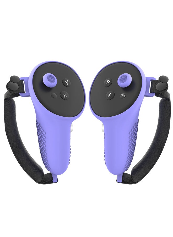 Generic Applicable To Meta Quest3 Protective Case Quest 3 Silicone Handle Non-slip Particle Protective Case Meta Accessories-Product Color:Hexagon-purple  - Image 1