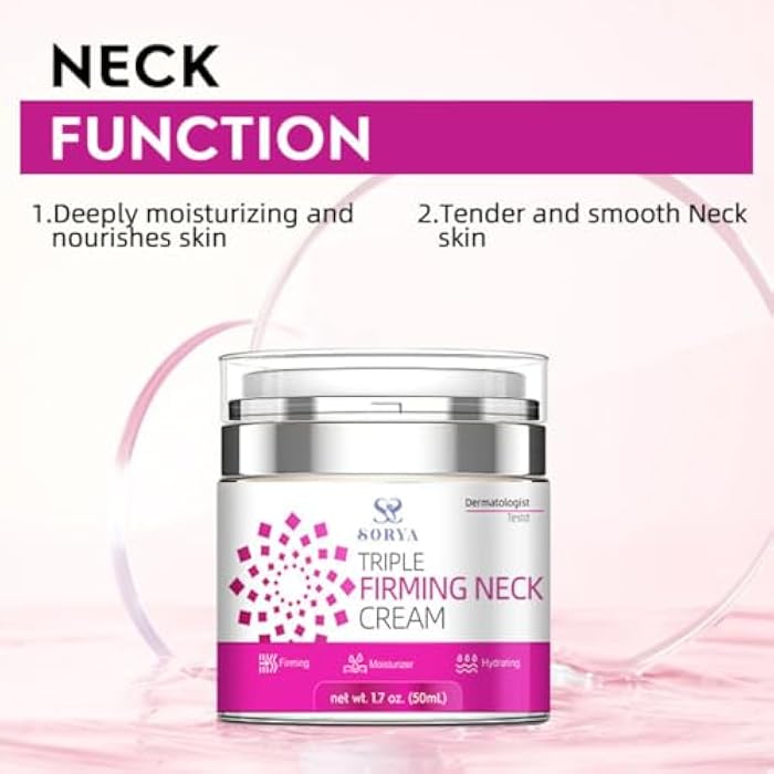 SORYA Neck Firming Cream - Natural Anti-Aging Facial Moisturizer with Retinol Collagen & Hyaluronic Acid - Day & Night Anti-Wrinkle Cream - Firming, Hydrating Face Cream - Image 5