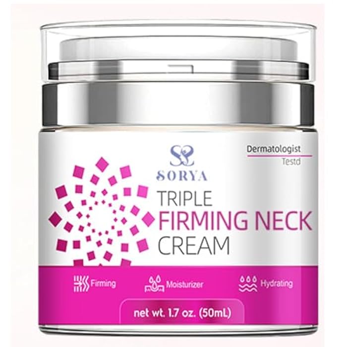 SORYA Neck Firming Cream - Natural Anti-Aging Facial Moisturizer with Retinol Collagen & Hyaluronic Acid - Day & Night Anti-Wrinkle Cream - Firming, Hydrating Face Cream - Image 1
