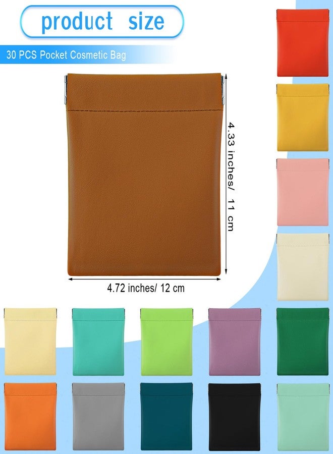 هوليري حقيبة مستحضرات تجميل من جلد الغنم من هوليري، 30 قطعة، حقيبة جيب مقاومة للماء، ذاتية الإغلاق، محمولة، صغيرة الحجم، لحفظ النقود المعدنية، حقيبة مكياج، حامل، تخزين للسفر لمستحضرات التجميل وسماعات الرأس والمجوهرات - Image 2