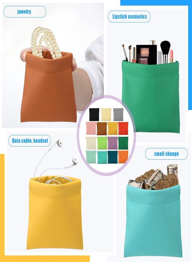 هوليري حقيبة مستحضرات تجميل من جلد الغنم من هوليري، 30 قطعة، حقيبة جيب مقاومة للماء، ذاتية الإغلاق، محمولة، صغيرة الحجم، لحفظ النقود المعدنية، حقيبة مكياج، حامل، تخزين للسفر لمستحضرات التجميل وسماعات الرأس والمجوهرات - Image 4