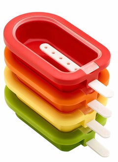 KASTWAVE Stackable 4 Pieces Popsicle Mould, One Size, Reusable Ice Pop Molds With Sticks, Easy Release & Clean for Family /Multicolour  - Image 1