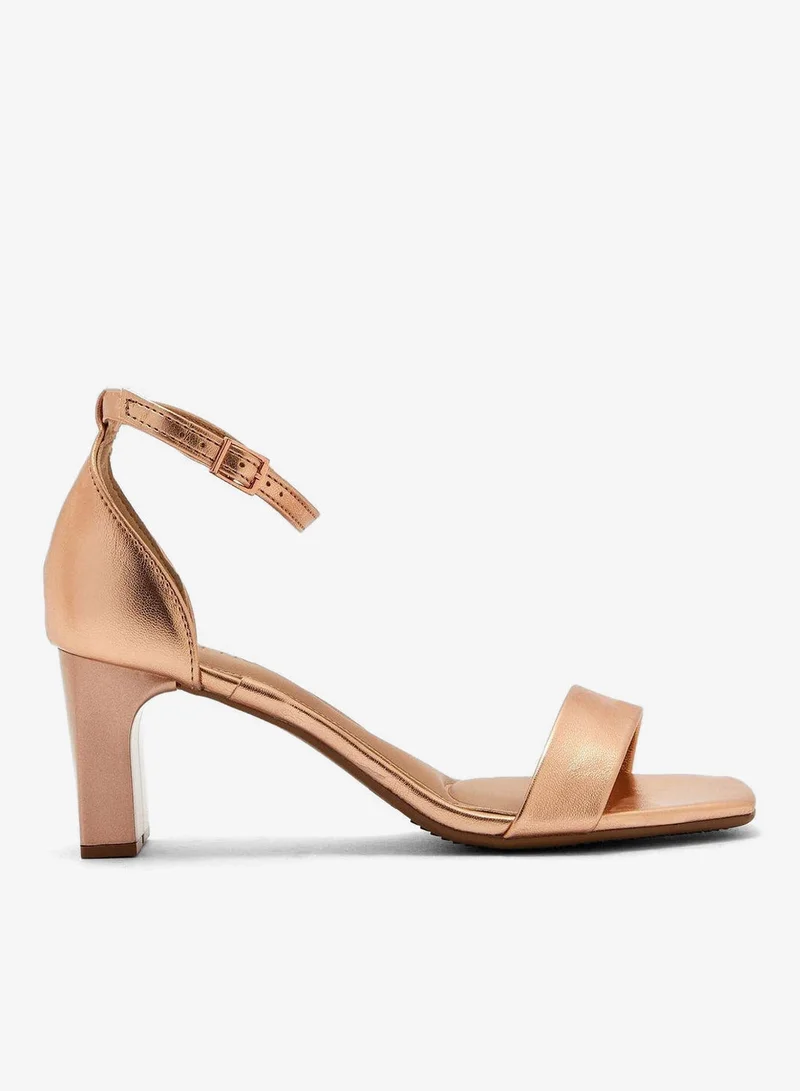 Beira Rio Gold Pink Block Heel Sandals for Women – Stylish Ladies Heels Sandals for Everyday Wear for Women | Best Price UAE