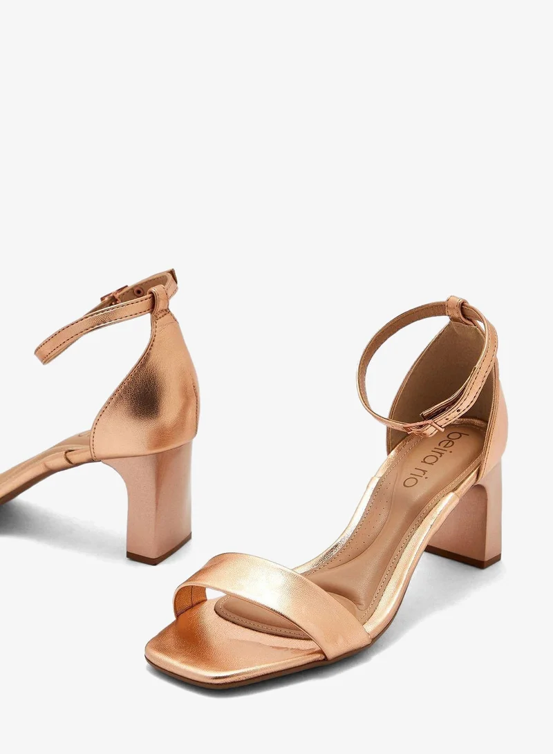 Beira Rio Gold Pink Block Heel Sandals for Women – Stylish Ladies Heels Sandals for Everyday Wear for Women | Best Price UAE