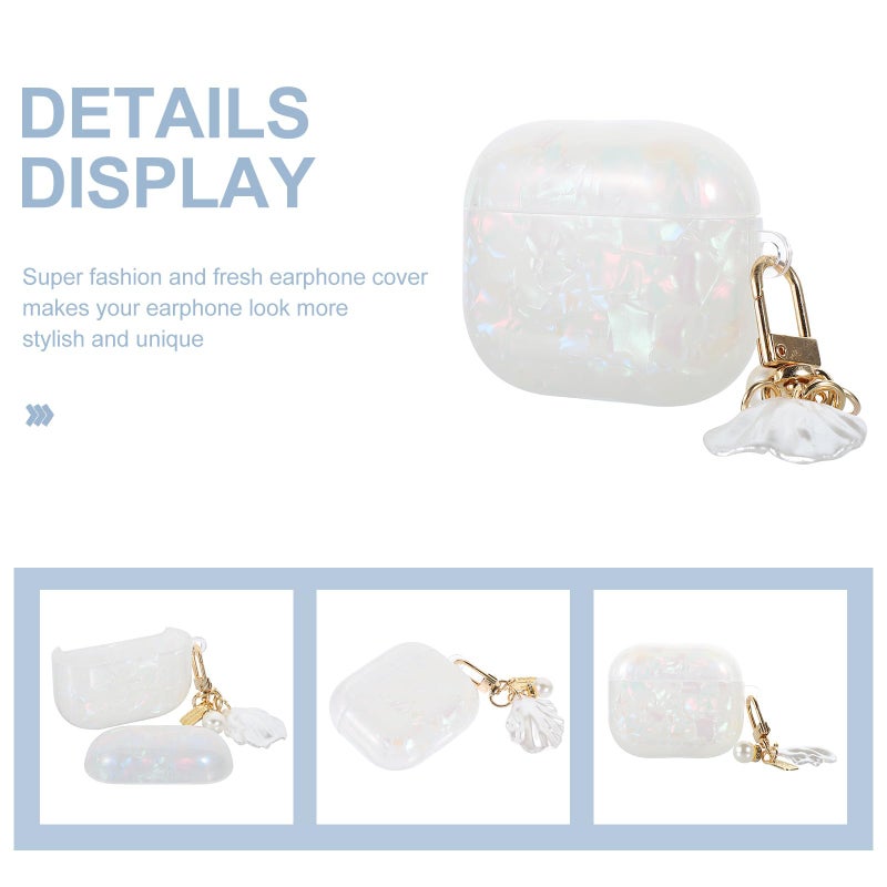 Shiny Shell Pattern Earphone Case with Pearl Chain for Earbuds 3 Protective Travel Cover - Image 4