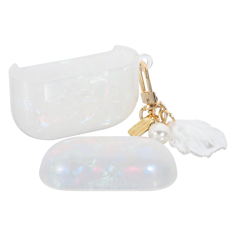 Shiny Shell Pattern Earphone Case with Pearl Chain for Earbuds 3 Protective Travel Cover - Image 2
