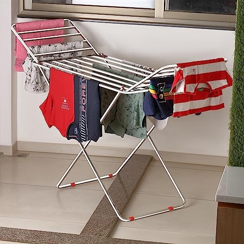 SUNDRY 1pc Clothes Drying Rack, Portable Foldable Laundry Rack, Indoor and Outdoor Clothes Rack, Space-Saving Clothes Rack with Drying Rods, Balcony Bedroom Clothes Storage Organizer - Image 1