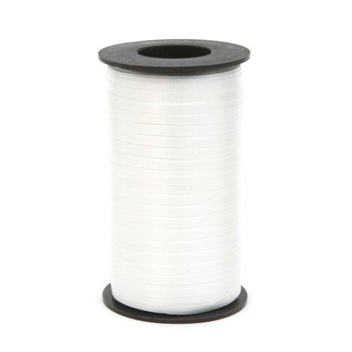 Berwick 1 01 3/16" Wide Splendorette Crimped Curling Ribbon for Gift Wrapping and Hair Bows, 500-Yard Spool, White - Image 1