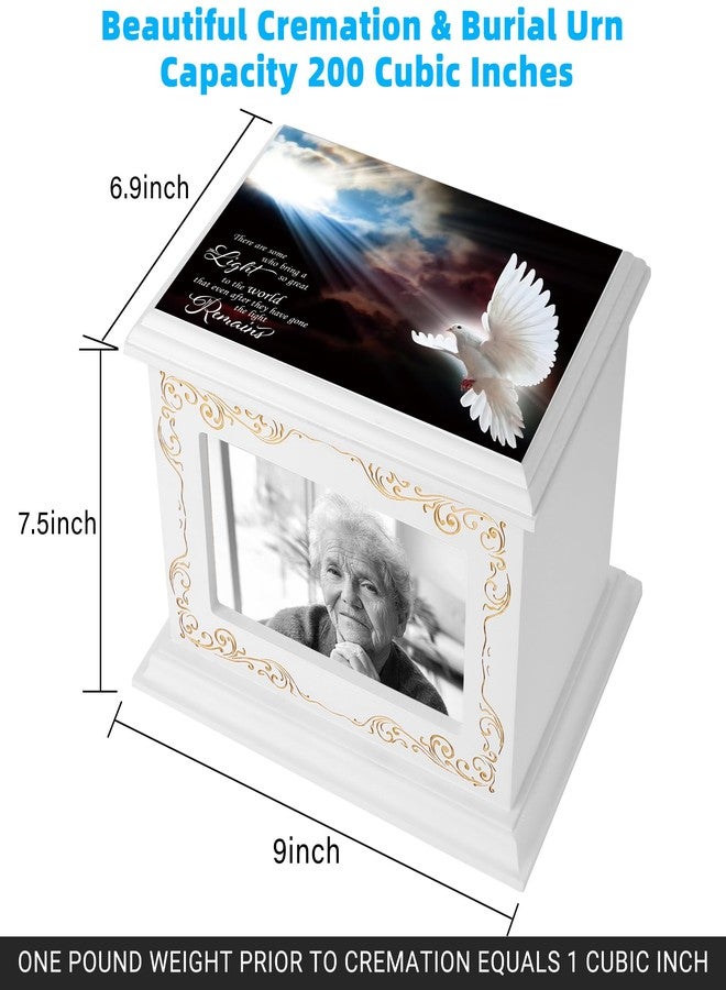 ADMLC Cremation Urns for Human Ashes Adult Male or Female, Funeral Memorial Urns for Ashes with Photo Frame, Wooden Urns Box and Casket for Men Women, Burial Urn for Adults Up to 200 IBS - Image 2
