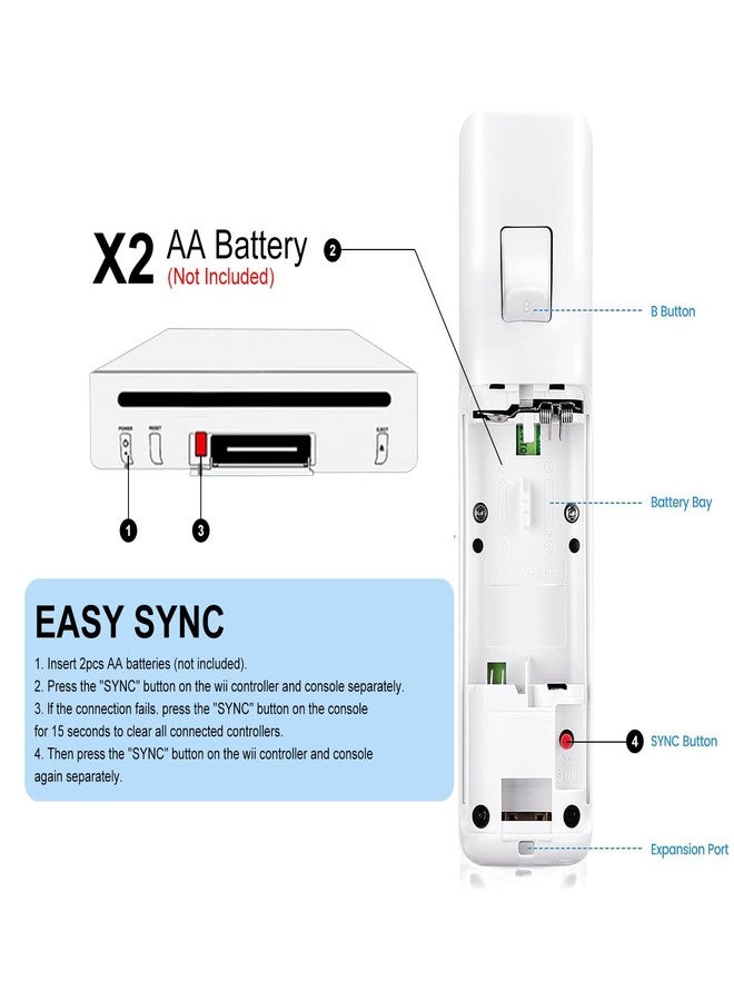 فيوتوك جهاز تحكم Wii من FIOTOK مع نونتشاك، وحدة تحكم Wii مع نونتشاك متوافقة مع Nintendo Wii/Wii U مع جراب من السيليكون وحزام معصم، أبيض - Image 4