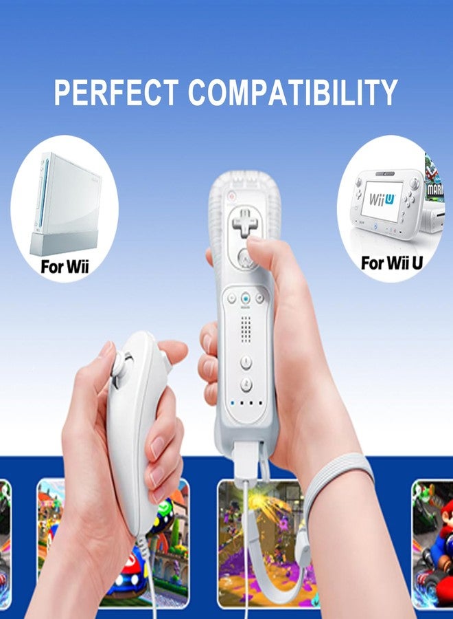 فيوتوك جهاز تحكم Wii من FIOTOK مع نونتشاك، وحدة تحكم Wii مع نونتشاك متوافقة مع Nintendo Wii/Wii U مع جراب من السيليكون وحزام معصم، أبيض - Image 2
