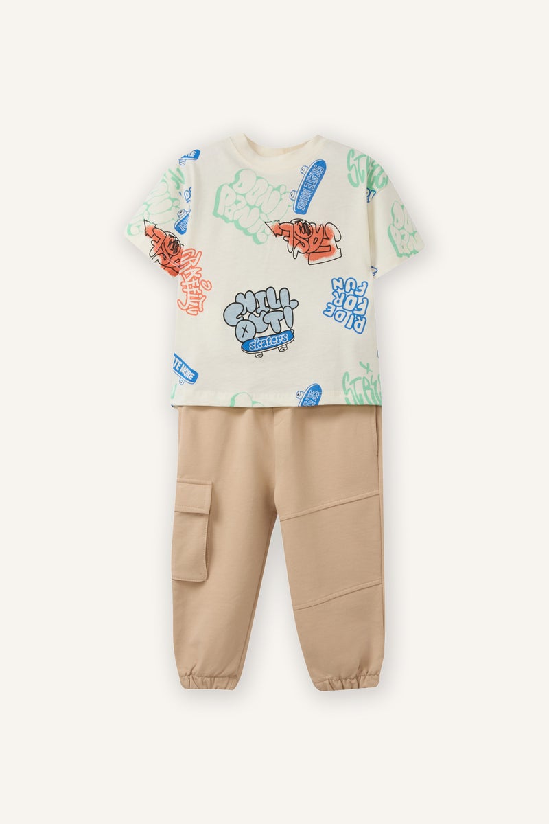 ديفاكتو طقم بيبي اولادي قصة عادية - قطعتين - Image 1