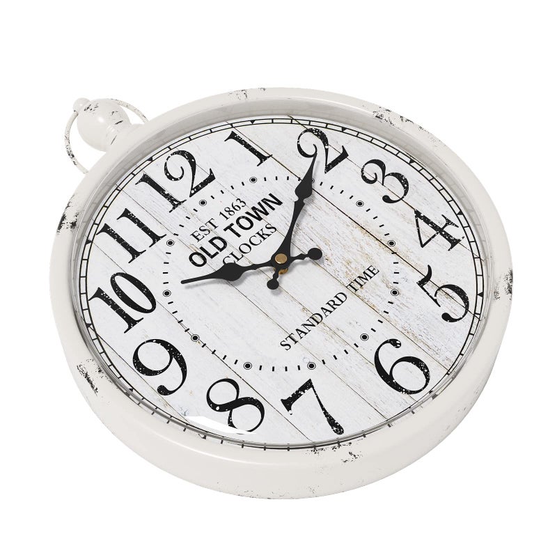 Menterry Retro Round Wall Clock. White Vintage Antique Style. Battery Operated Silent Wall Clocks for Farmhouse,Bathroom,Kitchen,Bedroom,Office, (11.8" H x 9.3" W) - Image 4