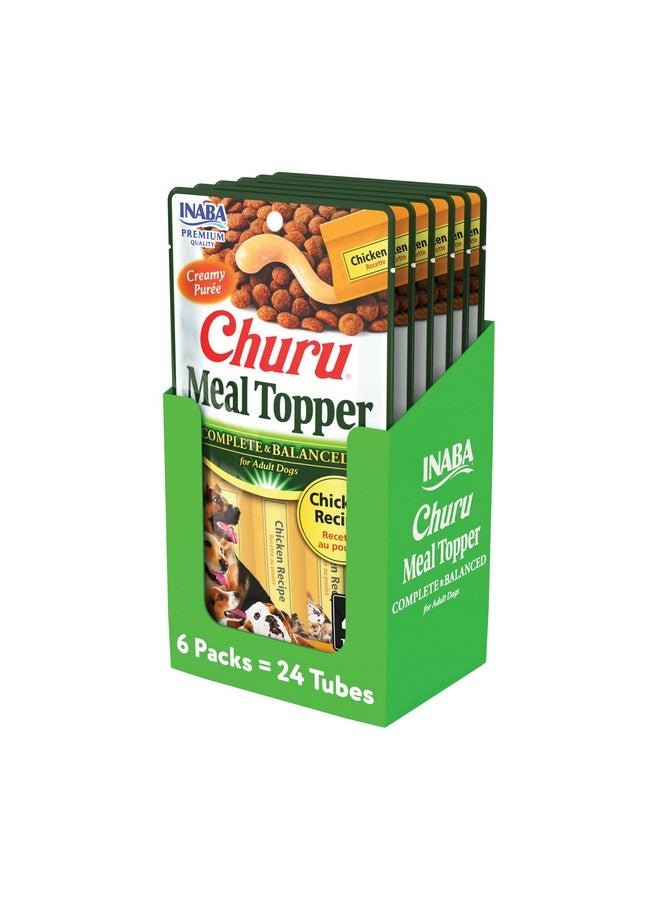 INABA Churu Meal Topper for Dogs, Complete & Balance, Creamy, Lickable Purée Dog Food Topper, 0.5 Ounce Tube, 24 Tubes (4 per Pack), Chicken Recipe - Image 1