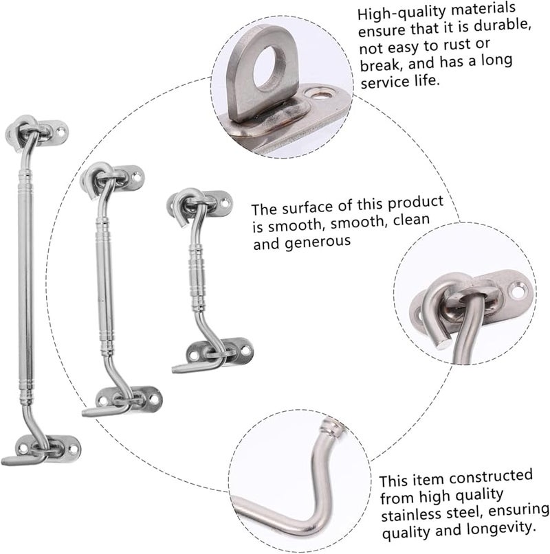 Jojofuny 3Pcs Heavy Duty Stainless Steel Window Gate Hook Latch Practical Hardware - Image 3