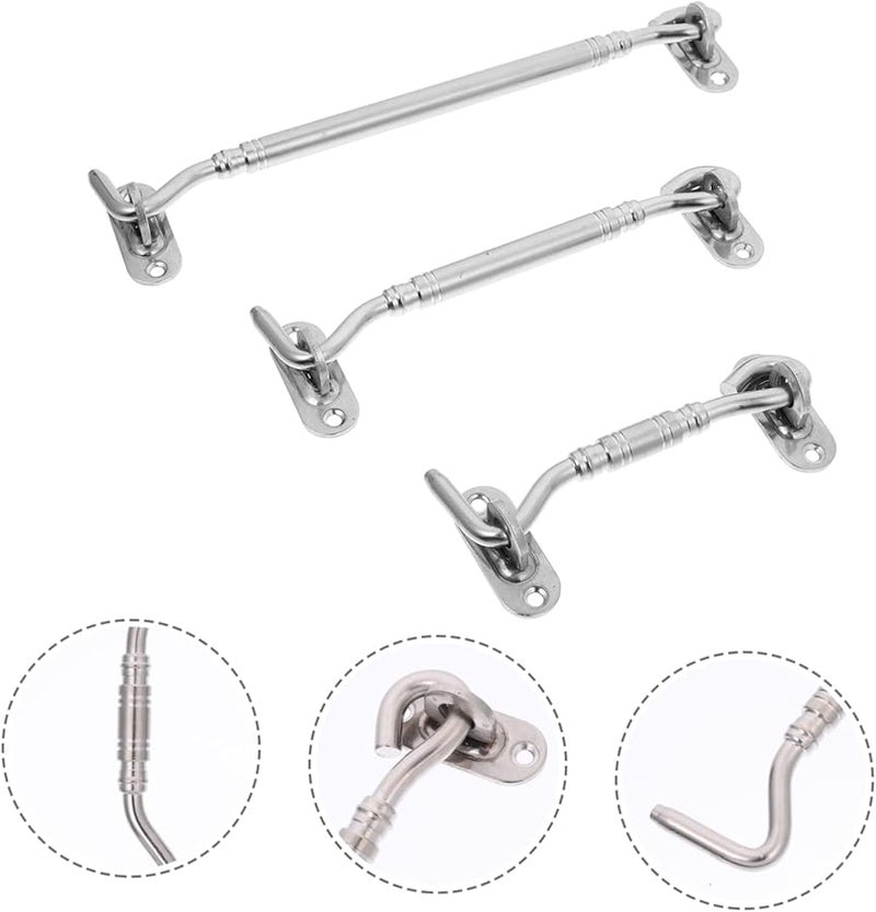 Jojofuny 3Pcs Heavy Duty Stainless Steel Window Gate Hook Latch Practical Hardware - Image 5