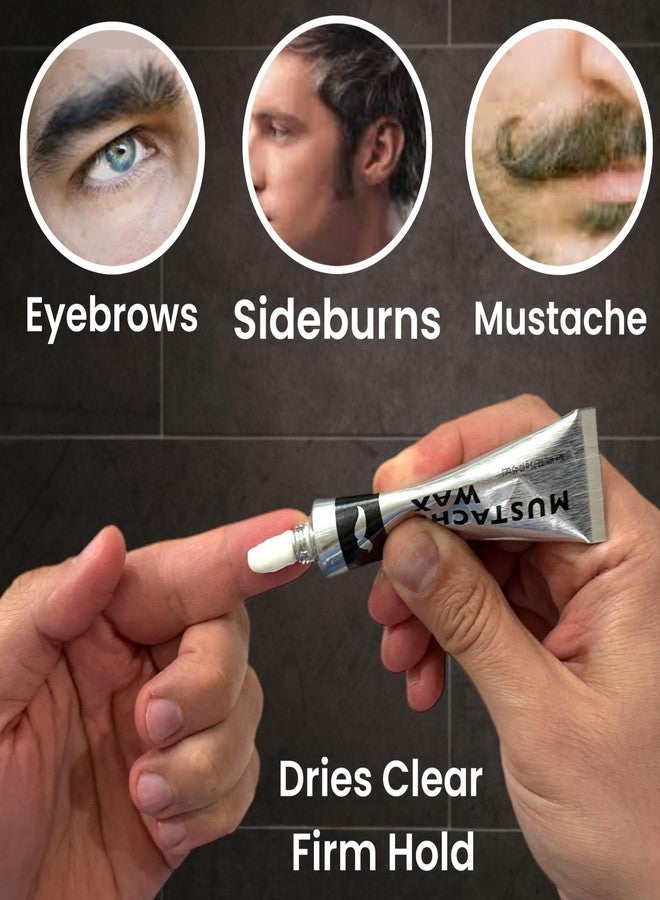 ALAZCO 3 Tubes Mustache Styling Wax Strong Hold Water Based Wax for Men Stache Beard Sideburns Eyebrows Grooming Touch-up All Hair Color Types Dries Clear - Travel TSA Approved - MADE IN USA - Image 3