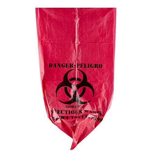 Comfort Axis Biohazard Infectious Waste Disposable Bag, 24 by 24 Inches, Pack of 50, Red - Image 2