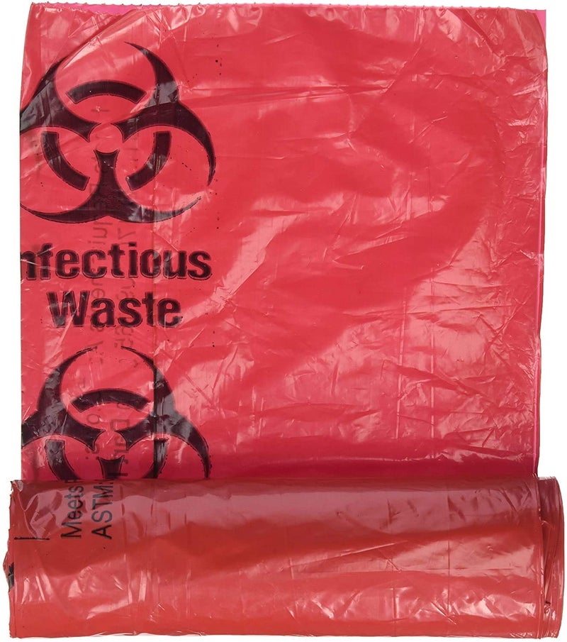 Comfort Axis Biohazard Infectious Waste Disposable Bag, 24 by 24 Inches, Pack of 50, Red - Image 1