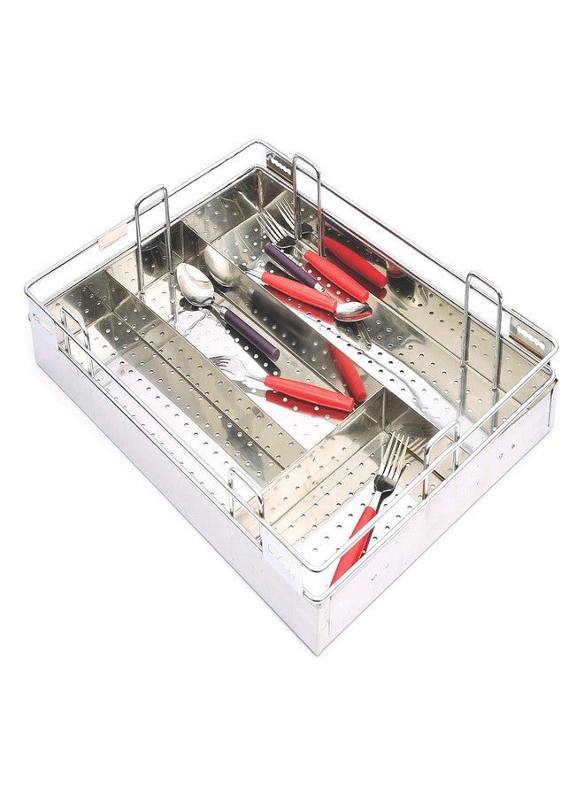 RAB Stainless Steel Cutlery Basket/Drawer Organizer, Flatware Drawer Tray for Serving Utensils (Code:- Apple Sheet Cutlery, 15" x 22" x 4")