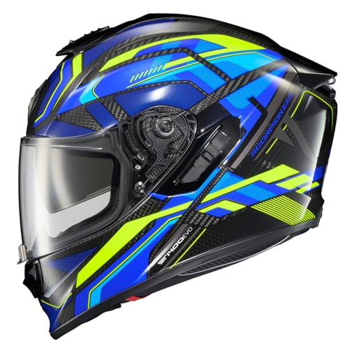 ScorpionEXO ST1400 EVO Carbon Fiber Full Face Sport Touring Street Motorcycle Helmet - Bluetooth Ready Speaker Pockets DOT ECE Hex (Gloss Blue - Medium) - Image 1