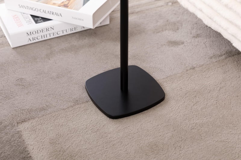 M MEETAKING Small Pedestal Drink Table, Wooden Top Side Tables Martini Cocktail Drink Stand, Durable Square Tiny End Table Accent Table with Weighted Base for Living Room, Bedroom, Office, Small Spaces, Black - Image 3