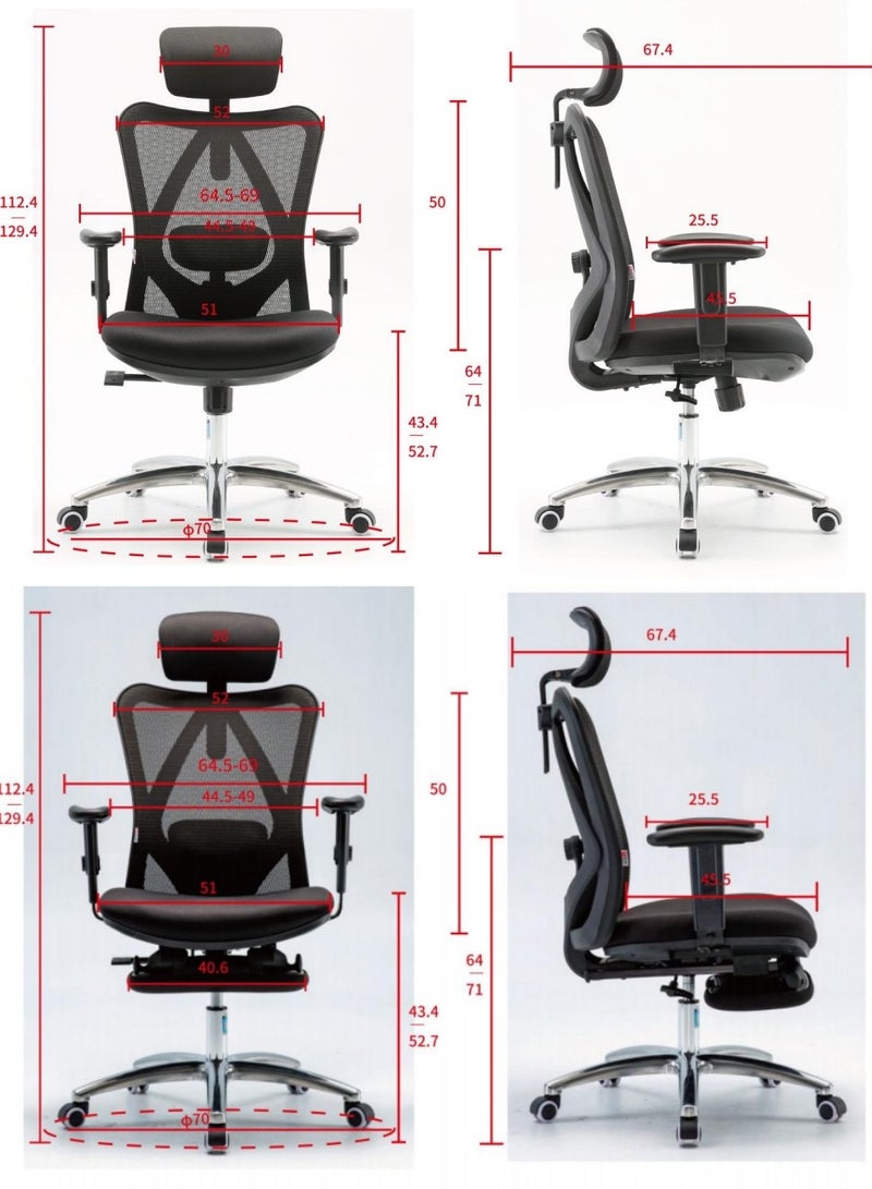 SIHOO M18 Gaming Ergonomic Office,Big and Tall Office Chair, 2D Headrest with Adjustable Armrest Lumbar Support and Wheels Swivel Tilt Function,Computer desk Chair (Gray) - Image 3