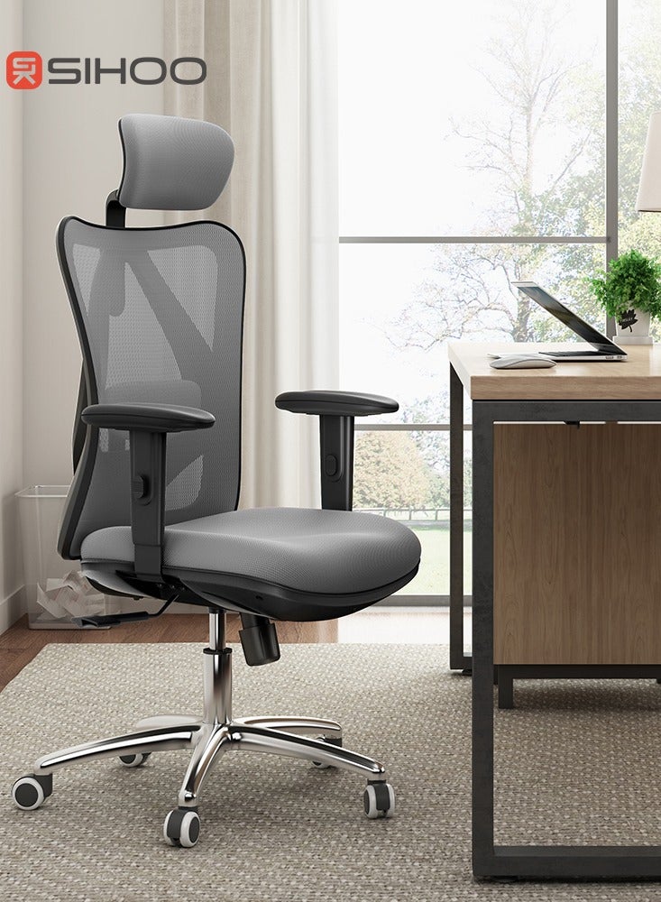 SIHOO M18 Gaming Ergonomic Office,Big and Tall Office Chair, 2D Headrest with Adjustable Armrest Lumbar Support and Wheels Swivel Tilt Function,Computer desk Chair (Gray) - Image 4