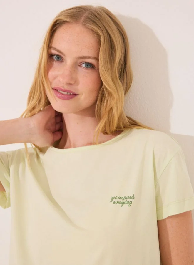 women'secret Green print cotton short sleeve pyjamas