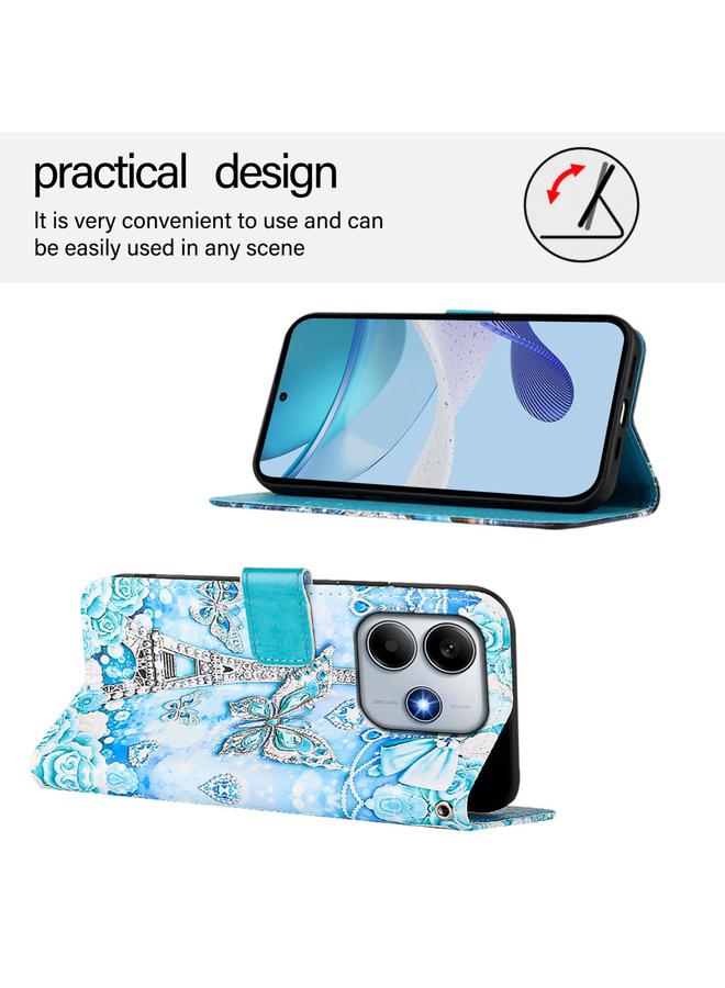 اس-توب جراب لهاتف Redmi Note 14 5G بنمط رسم ملون عالمي، جراب هاتف من الجلد المنسوج البسيط - Image 4