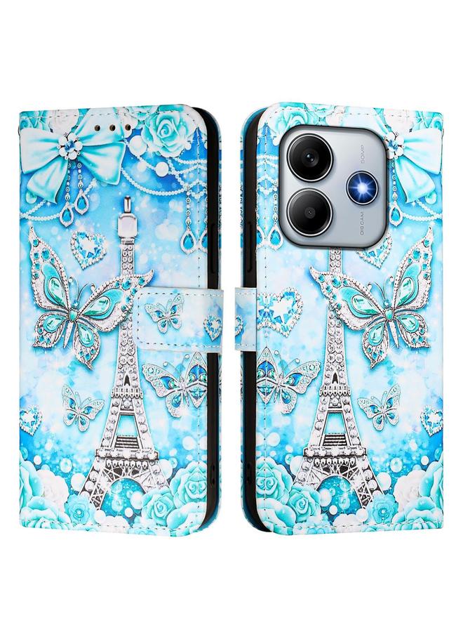 اس-توب جراب لهاتف Redmi Note 14 5G بنمط رسم ملون عالمي، جراب هاتف من الجلد المنسوج البسيط - Image 2