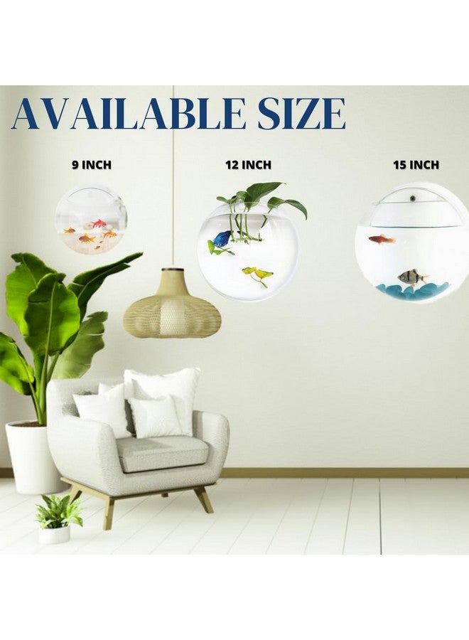 VAYINATO PetzLifeworld WallHanging Acrylic White Flower Vase Bowl for Indoor Plant and Flower Vase and Stone | Non Breakage with a Wall Nail (12 Inch (Medium)) - Image 4